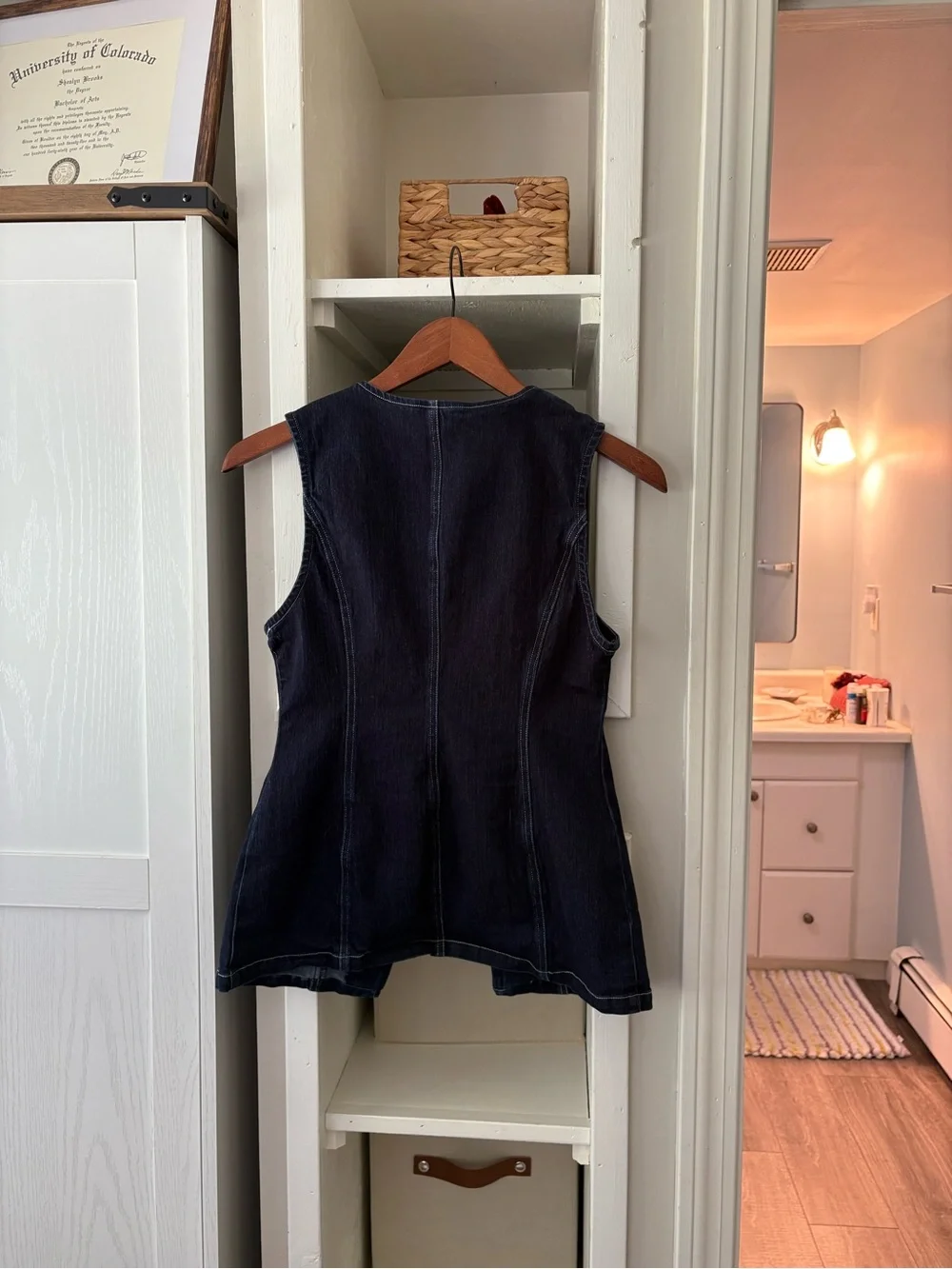 Urban Outfitters Dark Blue Denim Button Vest - Picture 3 of 3